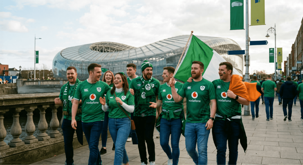 Fans travveling back to St Helen's Hotel in Booterstown from the Aviva Stadium